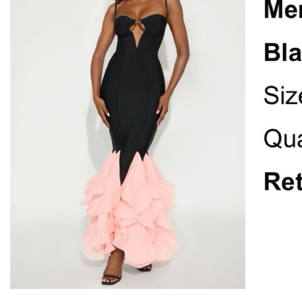Rubina bandage mermaid maxi size medium Elegant Black and Pink Gown - Picture 5 of 5